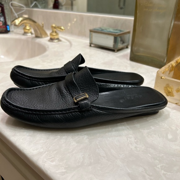 Gucci Leather Slippers / Slides, black, buckle detail, 110104, Size 8 - Picture 4 of 14